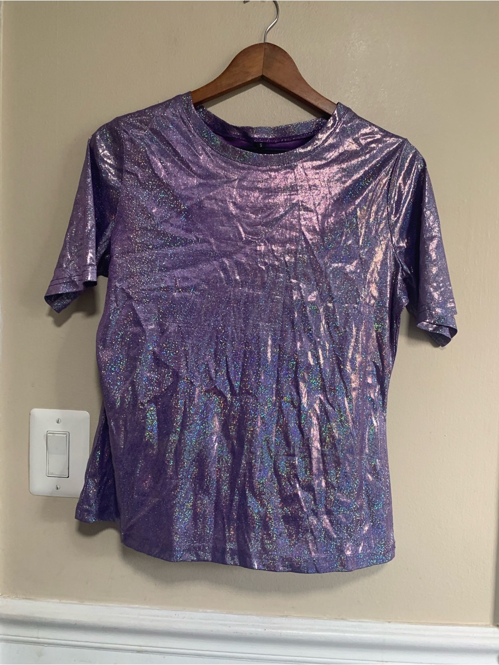 Purple Holographic Glitter T-Shirt Size S
